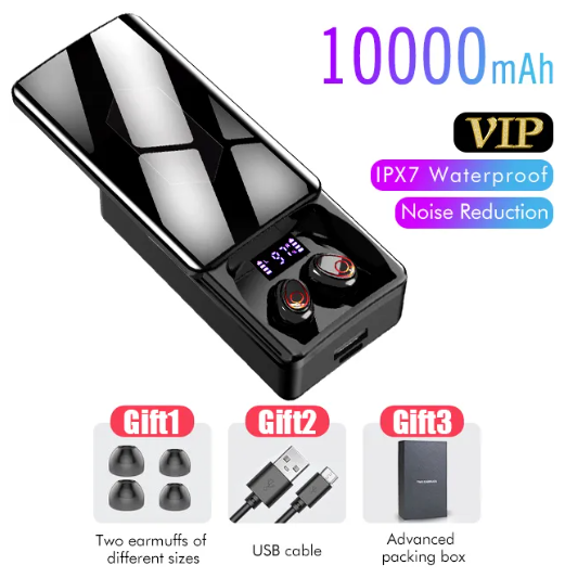 2 in 1 Wireless Earphones/5000mAh Mini Powerbank with Touch Sensors