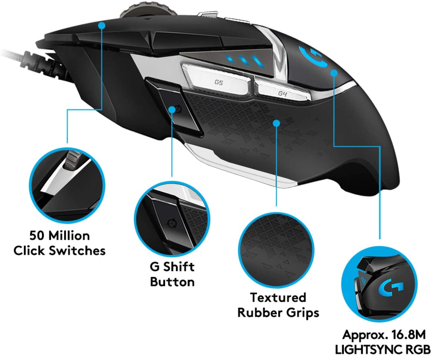 Logitech G502 SE Hero High-Performance 16000 DPI RGB Gaming Mouse - Black