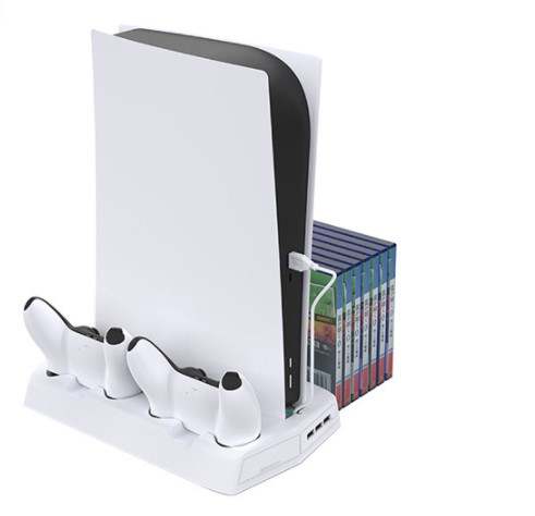 Vertical Charging Cooling Stand Fan USB HUB for PS5 [WHITE]