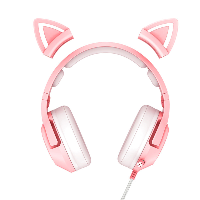 ONIKUMA K9 Gaming Headset Pink Cat Ear RGB Lights 3.5MM Stereo Headphones For PC only