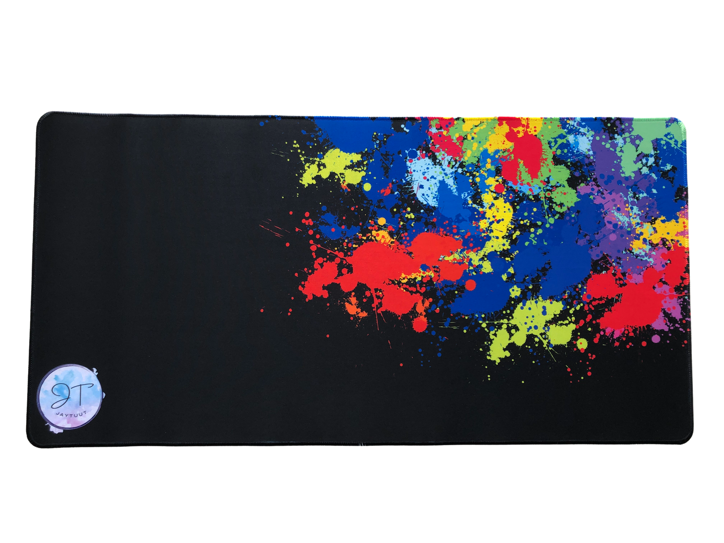 JayTuut Colourful Rainbow Splatter XL Thick Mousepad