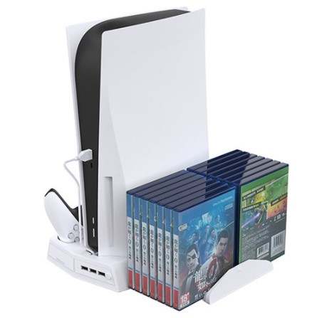 Vertical Charging Cooling Stand Fan USB HUB for PS5 [WHITE]